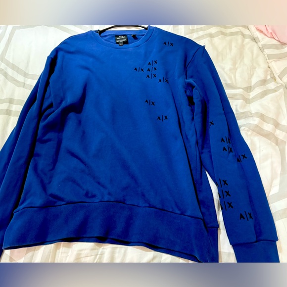 New Armani Exchange Men's Crewneck Sweater in Vibrant Blue. Size Medium. - Picture 1 of 10
